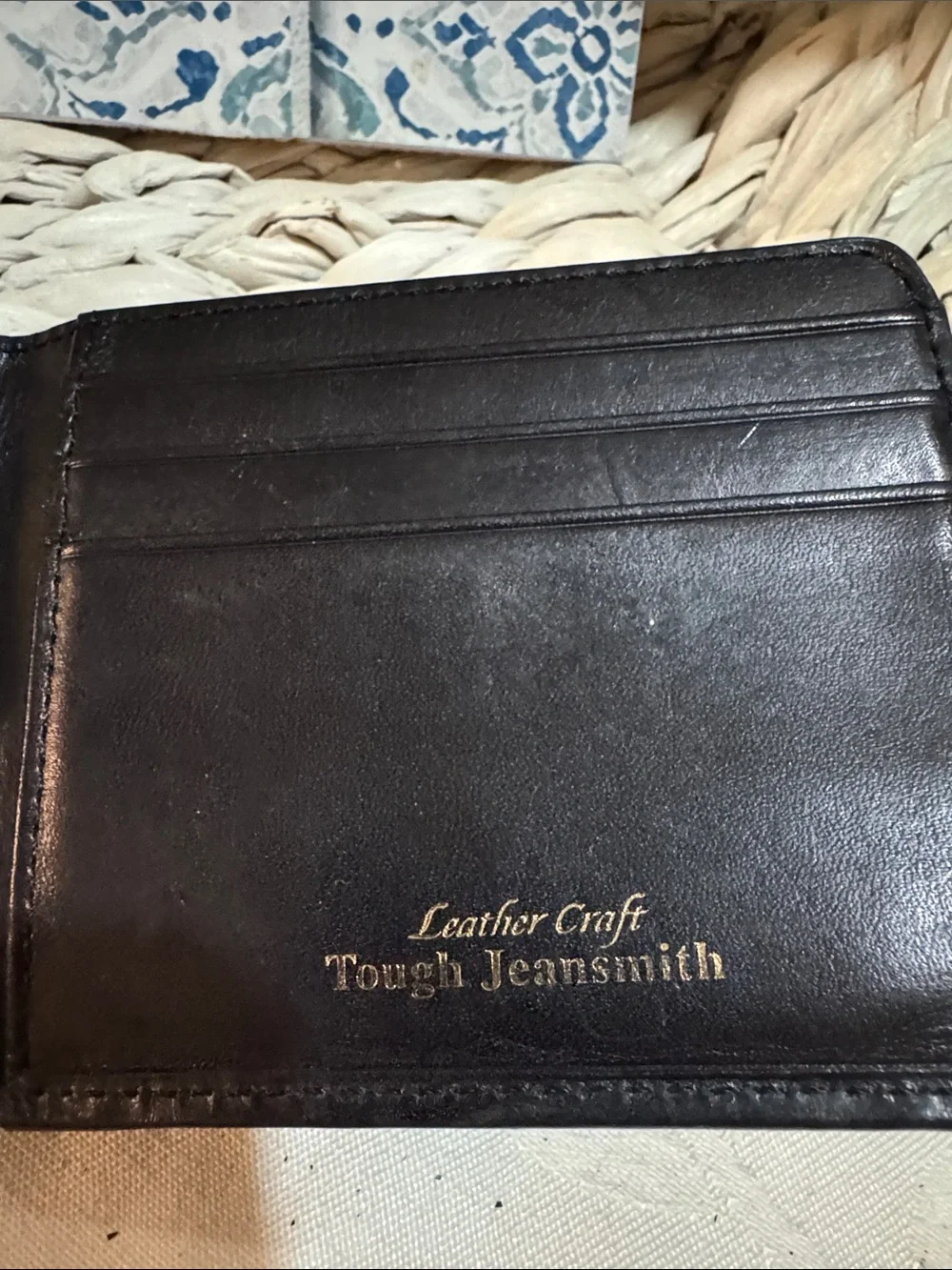 Tough Jeansmith Leatherworks Vintage Black with Blue Stitching Men’s Wallet
